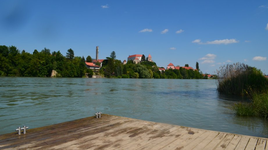 View of Ptuj Castle from the pier