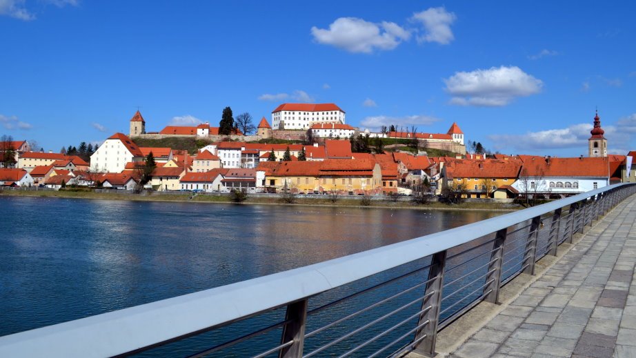 Look at the Ptuj from the small bridge