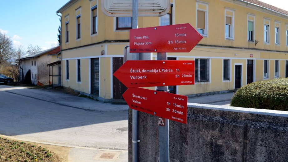 Signposts at small bridge in Ptuj